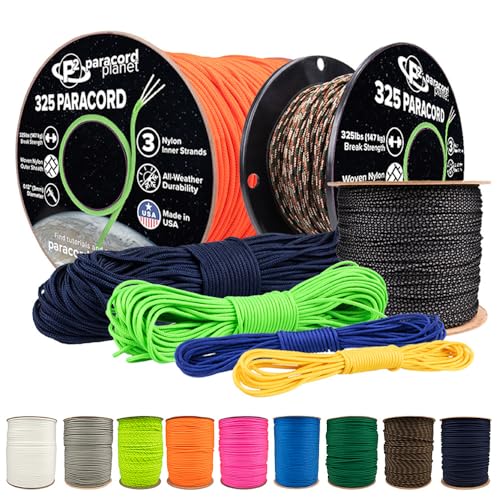 Paracord Planet 325 Paracord – 3 mm Type II Nylon Parachute Cord with 3 Inner Strands (Olive Drab, 100 ft)