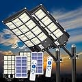 12000W Solar Street Lights Outdoor, 600000Lm Solar Security Flood Lights Parking Lot Lights Commercial Duskto Dawn, IP66 Waterproof Led with Remote Control Motion for Street Court, Yard, Warehouse