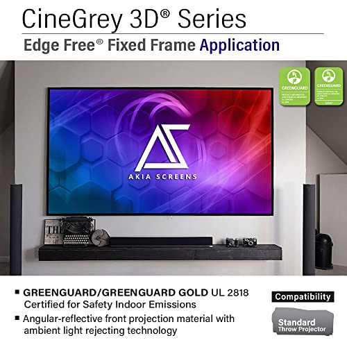 Image of Akia Screens 123 inch ALR Fixed Frame Projector Screen 16:9 CineGrey 3D Ambient Light Rejecting 4K /8K Indoor Home Theater Screen for Standard Throw Projectors - AK-NB123DH3