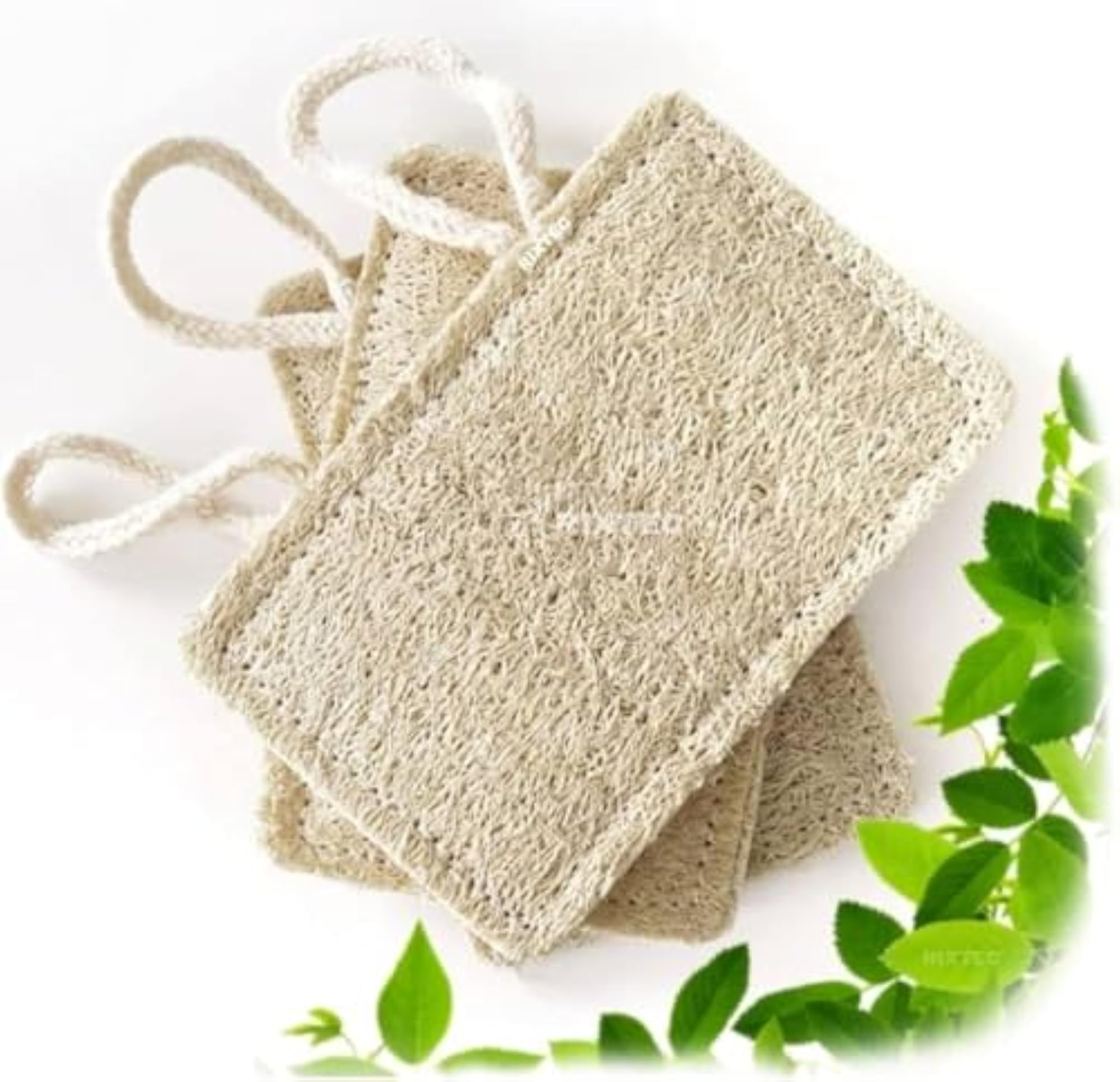 Pack of 5 Natural Loofah Body Scrubbers for Bathing