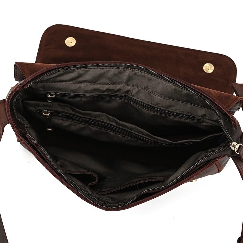 Vintage Crossbody Bag Large Clamshell Briefcase Large Capacity Shoulder Bag(White-Patch Five-Pointed star4)3