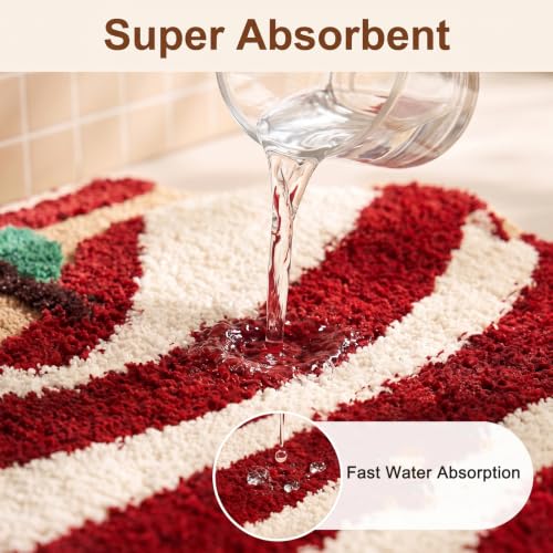 Image of Apple Shaped Bath Rug, Soft Absorbent Washable Mat 25.6 inch x 25.6 inch(Red-Apple)