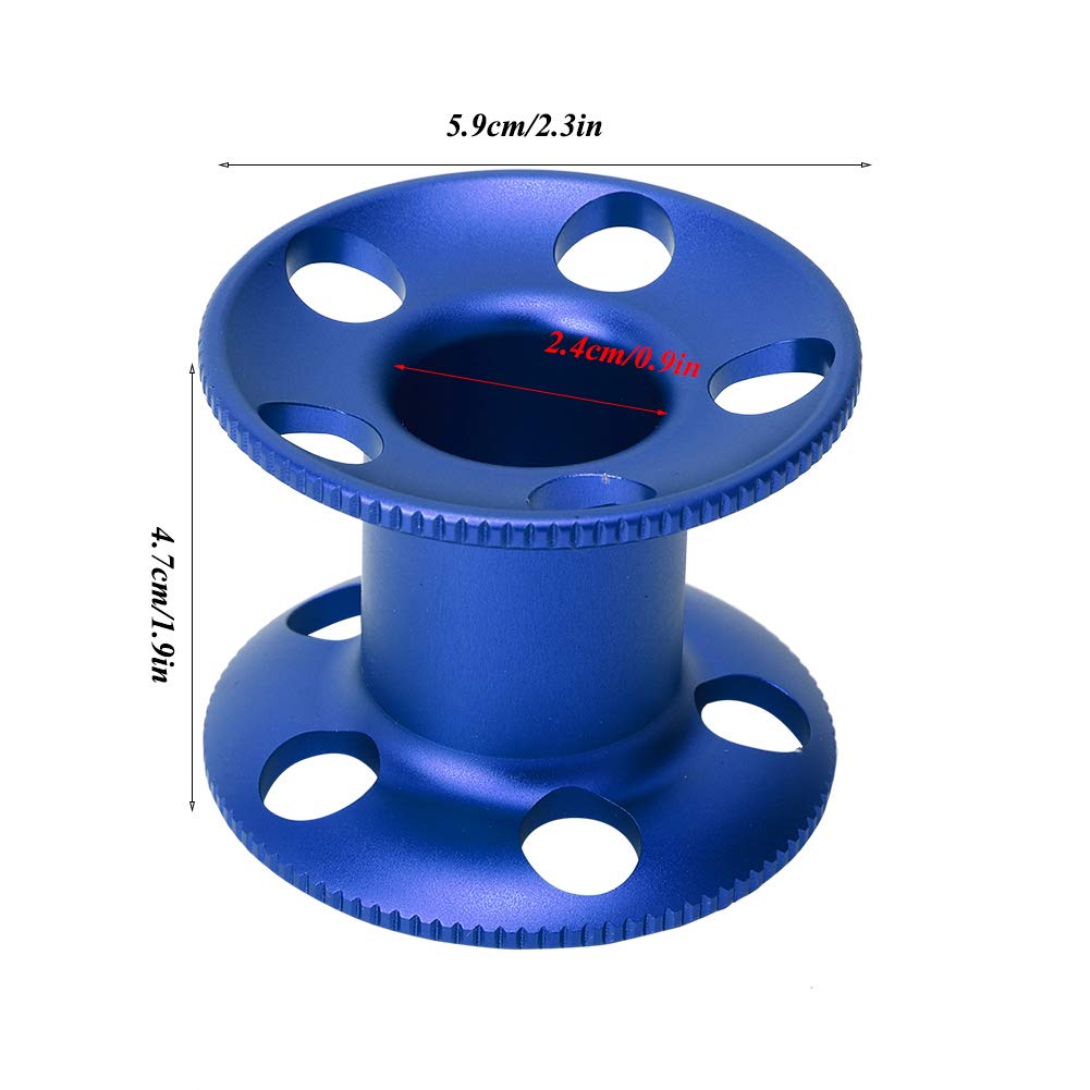 lvifloae Aluminum Alloy Diving Finger Spool Reel Guideline Large Scuba Spool Finger Reel for Freediving Snorkeling Underwater Gear Equipment (Blue)