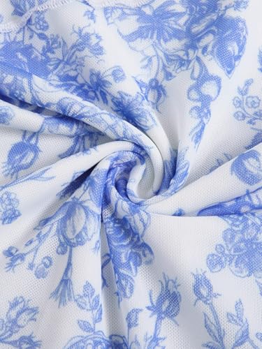 Milumia Women's Floral Mesh Ruffle Hem Maxi Skirt High Waisted Fishtail Long Skirts3