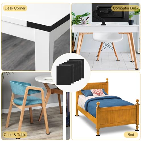 Selbstklebende Schaumstoffplatte, 6 Stück Moosgummi Polster mit Kleberücken, Eva Schaumstoff Platten, Rutschfeste Schaumstoffmatte für Möbel DIY-Projekte Verzierung (Schwarz, 250 × 200 × 3 mm)