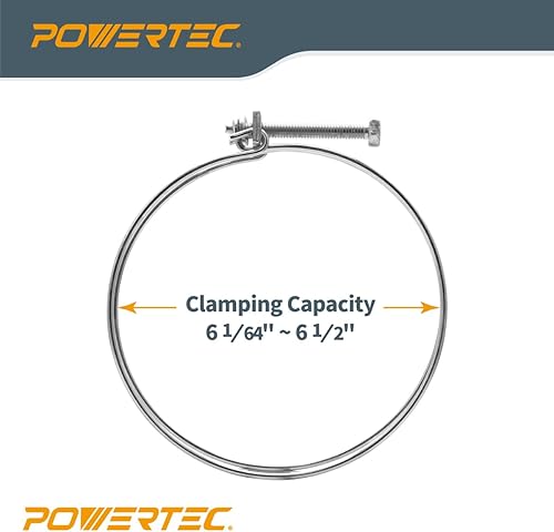 Miniatura 2 de POWERTEC 70218-P2 Abrazadera de manguera de doble alambre de 6 pulgadas con perno, abrazaderas de manguera ajustables para manguera de recolección