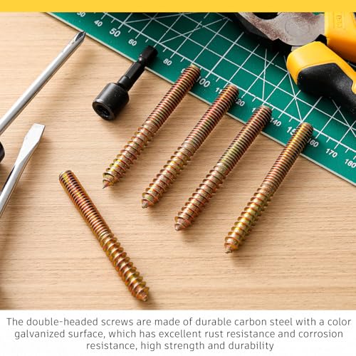 Image of Hicarer 20 Pack 5 /16-18 x 3 Inch Hanger Bolts Double Headed Bolts with Driver Self Tapping Screw Threaded Rod Screws for Furniture Double Headed for Wood Furniture Joint