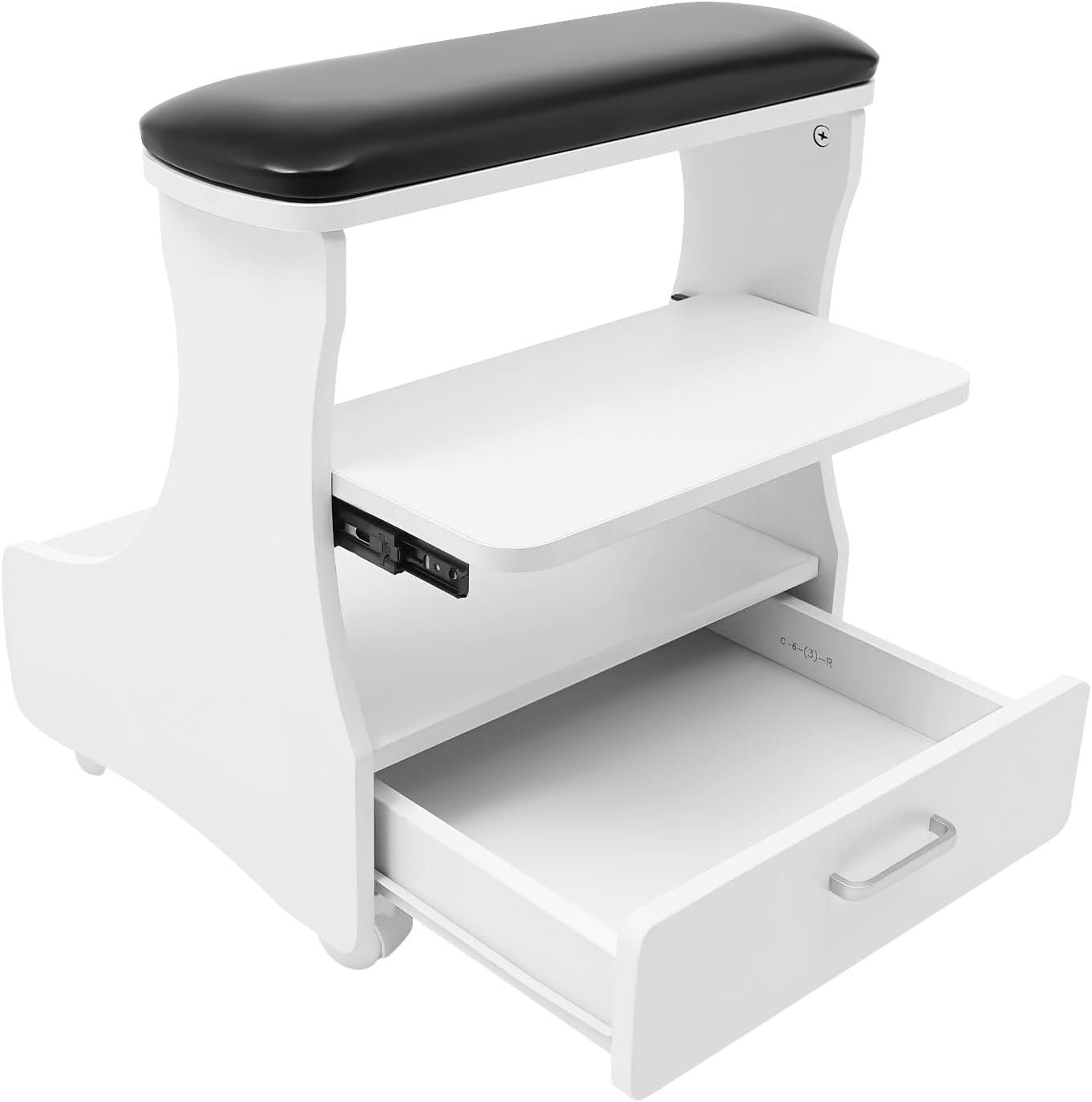 Bepritm Portable Pedicure Foot, Adjustable Pedicure Stool with Pull-Out Shelf & Wheels, Multi-Functional Rest Stand Foot Massage Station Footrest Salon Supplies for Home/Spa (Black)