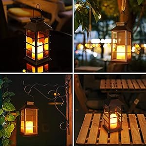 2 Stück Solar Laterne für Außen, Ulmisfee Solar Gartenleuchte mit LED Kerze, IP44 Wasserdicht Dekorativ Solarlampe für Außen Hängend Solarleuchte für Garten Terrasse Veranda Hof Weihnachten (Warmweiß) – Bild 7