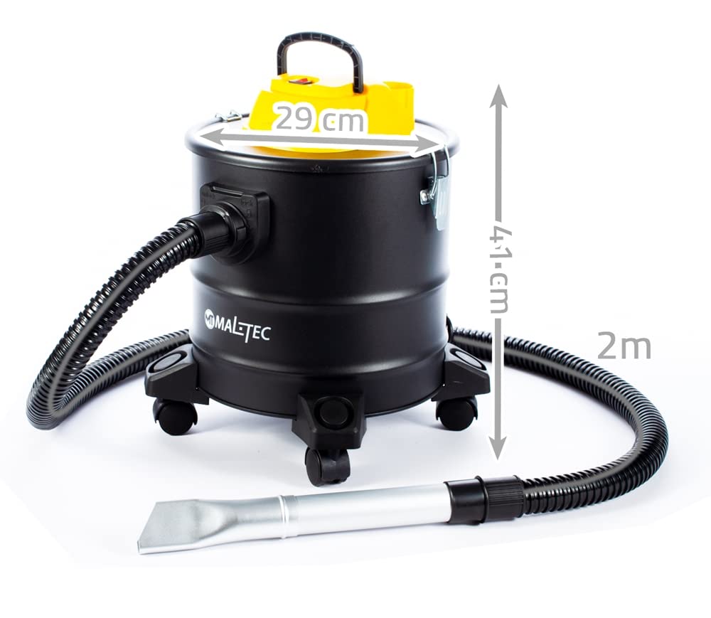 MalTec 5901924214304 Odkurzacz Przemysłowy TurboVac ML1800-ASH | do Popiołu | Kominkowy | Zbiornik Aluminiowy 18L | Moc 1800W | Filtr HEPA | Dmuchawa | Duża moc ssania