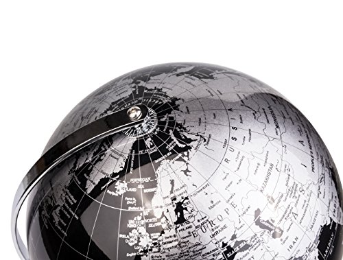 Annova Metallic World Globe Black – Educational/Geographic/Modern Desktop Decoration - Stainless Steel Arc And Base/Earth World - Metallic Black - For School, Home, And Office (8-Inch) #TOP3
