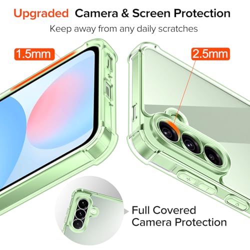 ivoler Nie Vergilbung Klar Hülle für Samsung Galaxy A56 5G mit Stoßfest Schutzecken, 1 Handyhülle mit 2 Stück Panzer Schutz Glas, [Militärischer Schutz] Transparent Schutzhülle Dünn Case - Grün
