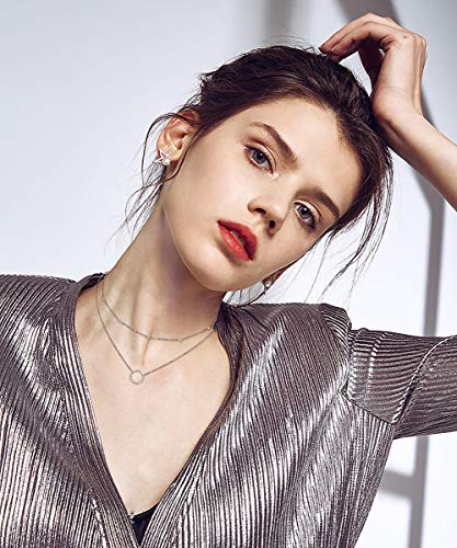 Daoshang Circle Choker Necklace S925 Sterling Silver Layered Necklace For Women Dainty Simple Boho Choker Necklace Day Collar Circle Jewelry For Women Girl #TOP1