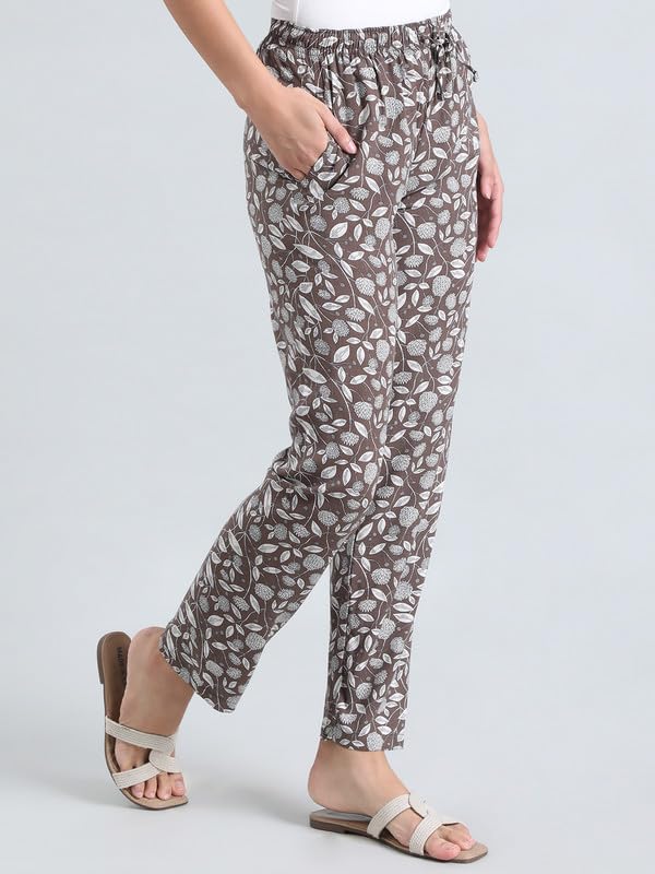 Image of GO COLORS Women Printed Woven Viscose Mid Rise Lounge Pants