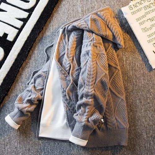 Men’S Thick Knitted Cardigan Turtleneck Long Sleeve Full Zip Classic Streetwear Sweater with Pockets3