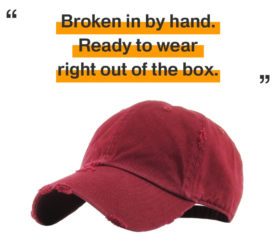 Image of KBETHOS Vintage Washed Distressed Cotton Dad Hat Baseball Cap Adjustable Polo Trucker Unisex Style Headwear