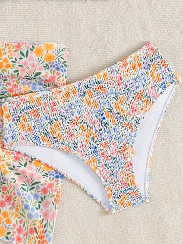 Image of SEGT Girl's 3 Piece Striped Bikini Swimwear Cute Swimsuits Bathing Suit High Waisted with Cover Up Beach Skirt