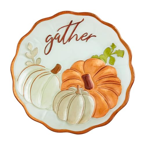 Mud Pie Glass Ruffle Gather Platter; 12" dia by Mud Pie - Used condition - US$28.50