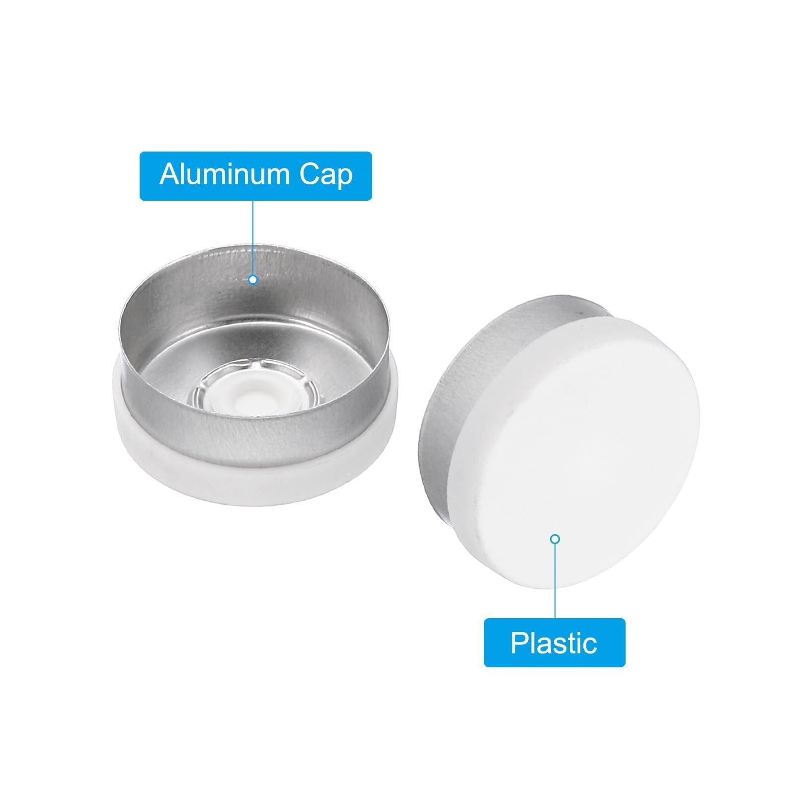 Capsules Flip-Off 20mm - 200 Pièces Joints Aluminium Plastique pour Fioles, Ouverture Lisse, Résistant à la Chaleur(White,20mm)