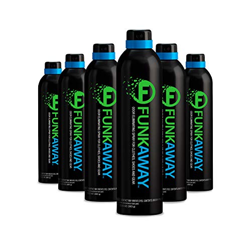 FunkAway Aerospray, 13.5 oz (Pack of 6) | Extreme Odor Eliminator | Aerosol | Use on Shoes, Clothes and Gear | for Stuff You Can't Put in The Wash (FA13.5/6)