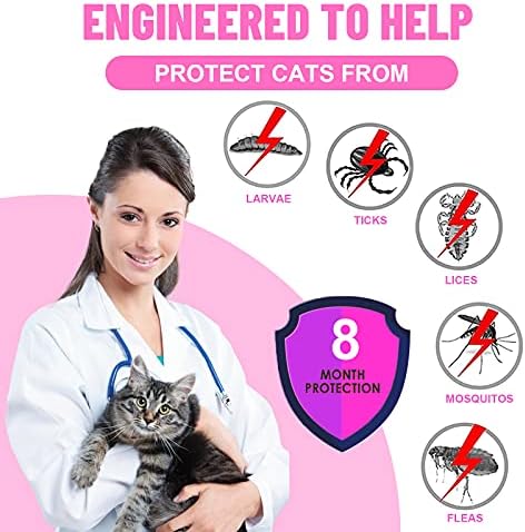 Cat Flea and Tick Collar, 8 Months Effective Protection Multi-coloured Waterproof Adjustable Cat Flea Collar Natural Safe Flea Tick Treatment for Kittens Cats Puppies