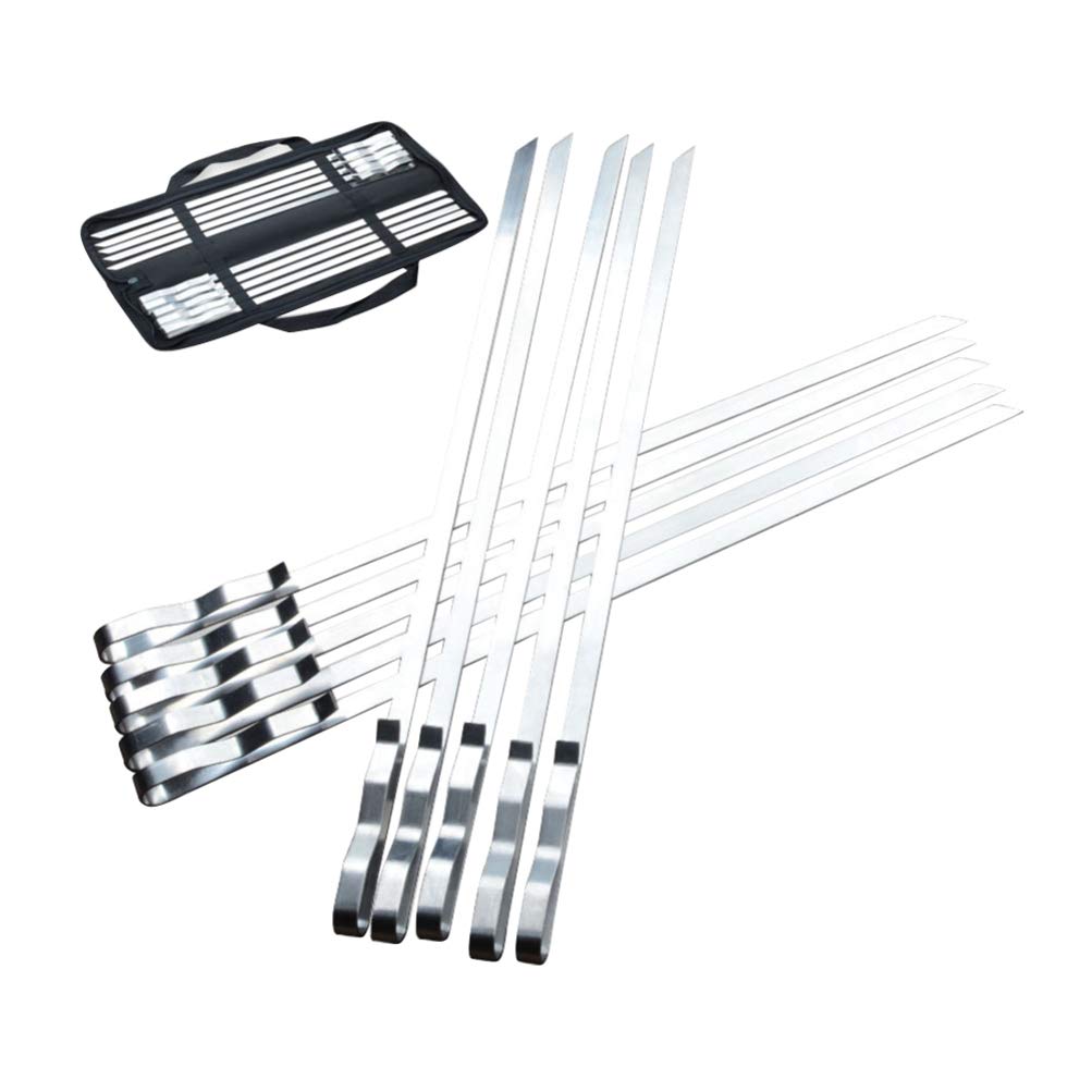 YARNOW 10pezzi Spiedini Per Barbecue in Acciaio Inox Da Set Di Spiedini Piatti Per Grigliate Manico Ondulato Cursore Integrato Per Facile Cottura Di Carne Verdure e Shish Kebab