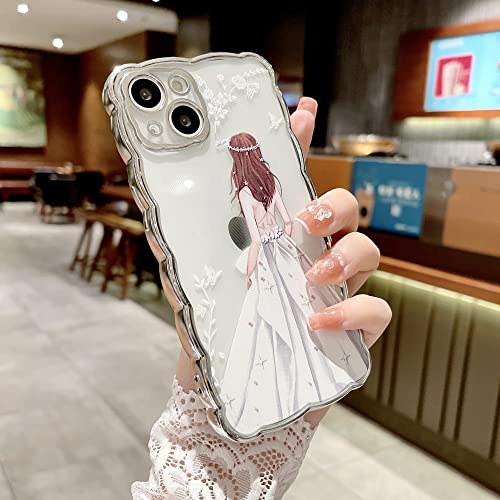 Coque vagues argentée pour iPhone 13 esthétique simple pour le quotidien