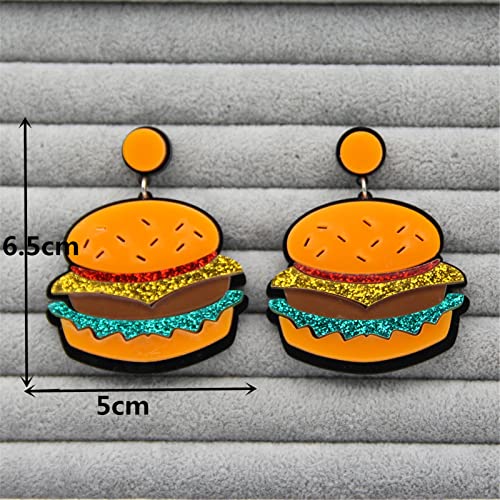 Onlyjump Handmade Imitate Acrylic Food Dangle Earrings Unique Colorful Sweetheart Funny Earrings Cute Ice Cream Cake Hamburger Earrings For Women Girls Statement Jewellery Gifts (Hamburger) #TOP4