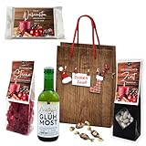 Geschenkset „Frohes Fest“ Tasche klein – Feinkost Geschenk mit Bratapfel-Glühmost, Mandeln, Waffeln & Glühwein-Süßwaren – Genusswelten Kasberger Weihnachtspräsent