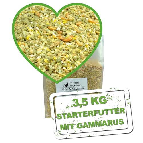 Meine Hennen Nourriture pour poussins - 3,5 kg - Crumble - Aliment complet pour poulets - Riche en protéines - Avec mini écrevisses et gammarus - Idéal pour...