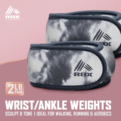 Image of RBX Wrist & Ankle Weights Set (2LB Pair /1LB Each), Adjustable Comfort Fit for Training & Toning