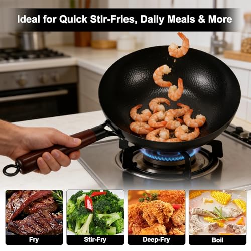 Wok de hierro fundido 12.2'' con tapa de vidrio y accesorios miniatura 4