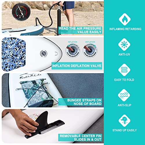 Feath-R-Lite Inflatable Stand Up Paddle Board 10'X30''X6'' Ultra-Light (16.7Lbs) Sup With Paddleboard Accessories,Three Fins ,Adjustable Paddle, Pump,Backpack, Leash, Waterproof Phone Bag #TOP3