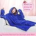 Waitu Wearable Blanket Sweatshirt Gifts for Women and Men, Warm and Cozy Giant Blanket Hoodie, Thick Flannel Blanket with Sleeves and Giant Pocket - Blue