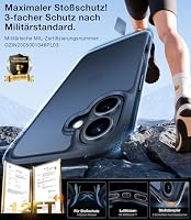 TORRAS Guardian für iPhone 16 Hülle [TOP Militärschutz mit 360° Airbags] Samtweiche Haptik Kratzfest Stoßfest Case mit Abnehmbare Knöpfe Matt Schutzhülle für iPhone 16 Handyhülle Schwarz – Ansicht 2