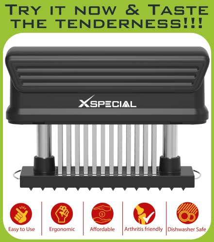 Bold Xl Meat Tenderizer Tool 60-Blades Stainless Steel, Ease To Use & Clean - Kitchen Gadgets With Sharp Needle Makes The Toughest Steak Tender - No More Pounding Hammer Or Mallet #TOP3