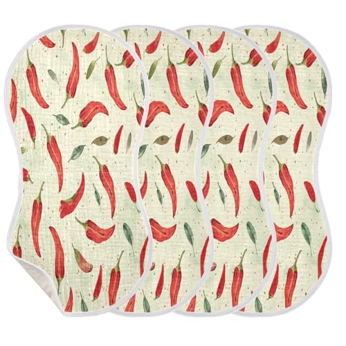 Kigai Chili Peppers Baby Burp Cloths Extra Soft and Absorbent Burping Rags Cotton Burping Clothes Baby Washcloths for Newborn Boys Girls - 1 Pack3