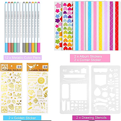 DazSpirit Photo Album Scrapbook, 80 Page DIY Memory Book with 12 Metallic Pens & 8 Photo Stickers, Holds 420 Photos - Image 2
