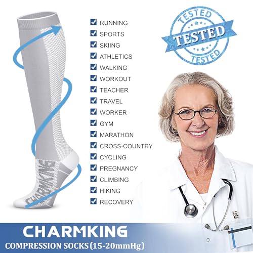 Image of Compression Socks (7 Pairs), 15-20 mmhg is BEST Graduated Athletic & Medical for Men & Women, Running, Flight, Travel, Nurses, Pregnant - Boost Performance, Blood Circulation