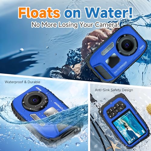 Image of Underwater Floating Digital Camera - 48MP HD Bare-Body Waterproof Camera, No Case Needed for Underwater Fun & Childhood Memories (Blue)