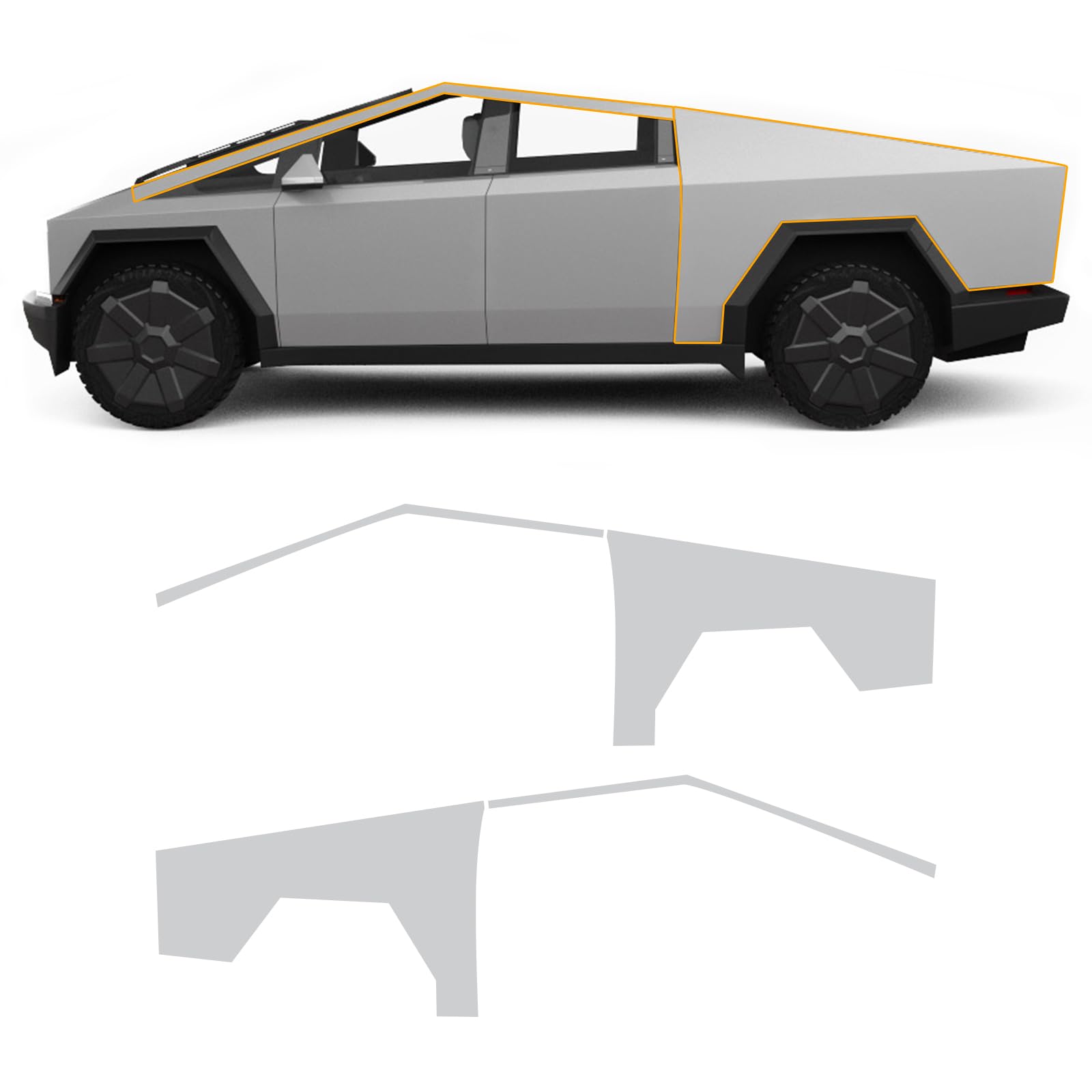 FDAIUN for 2024-UP Tesla Cybertruck PPF Precut Gloss Clear Car Paint Protective Film Self Healing TPU HD Film Scratch Protector Exterior Accessories (Rear Side + Roof Beam 4Pcs)