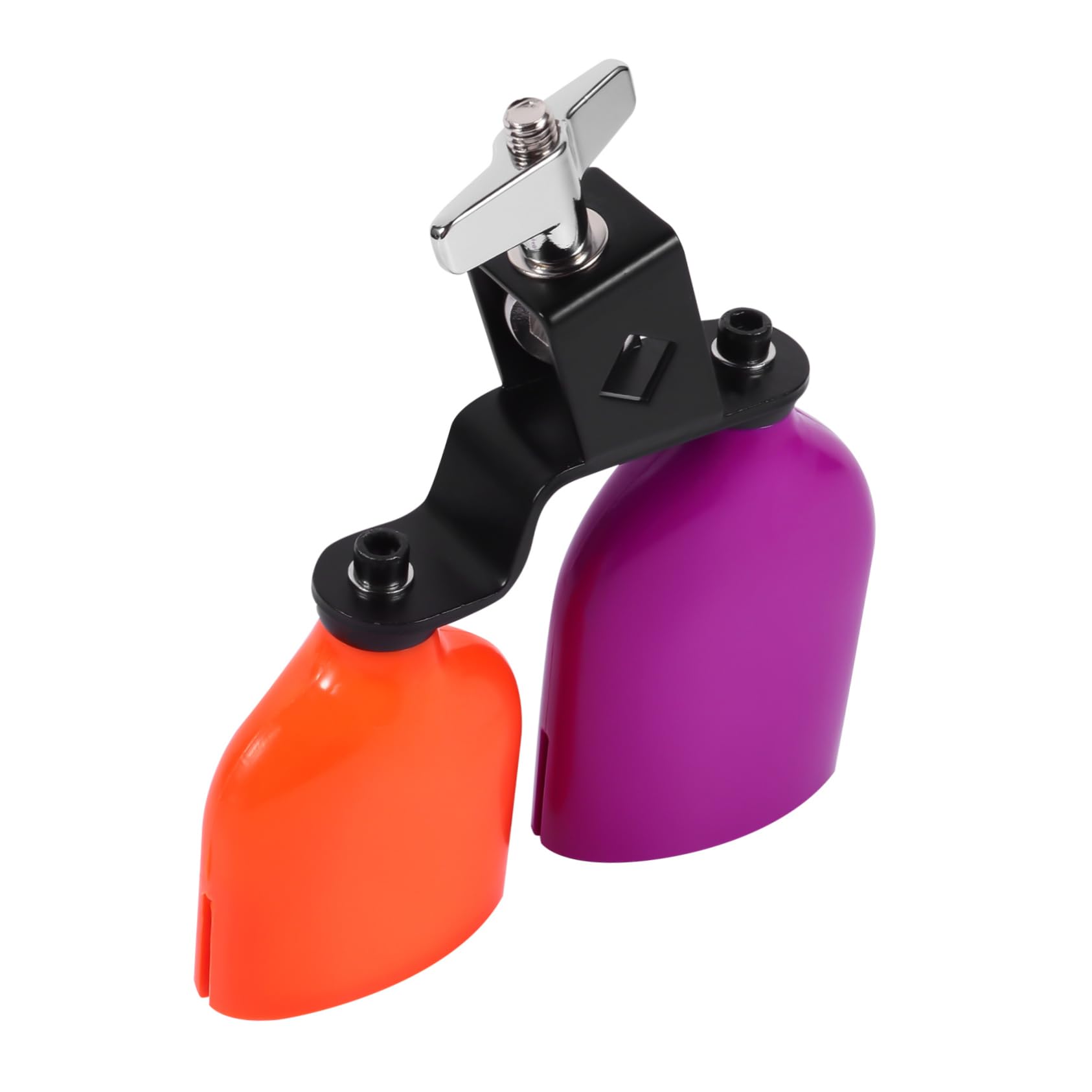 SUPVOX Cow Bell Orange Double Mounted Cowbell Metal Bracket Hexagon Socket Screws
