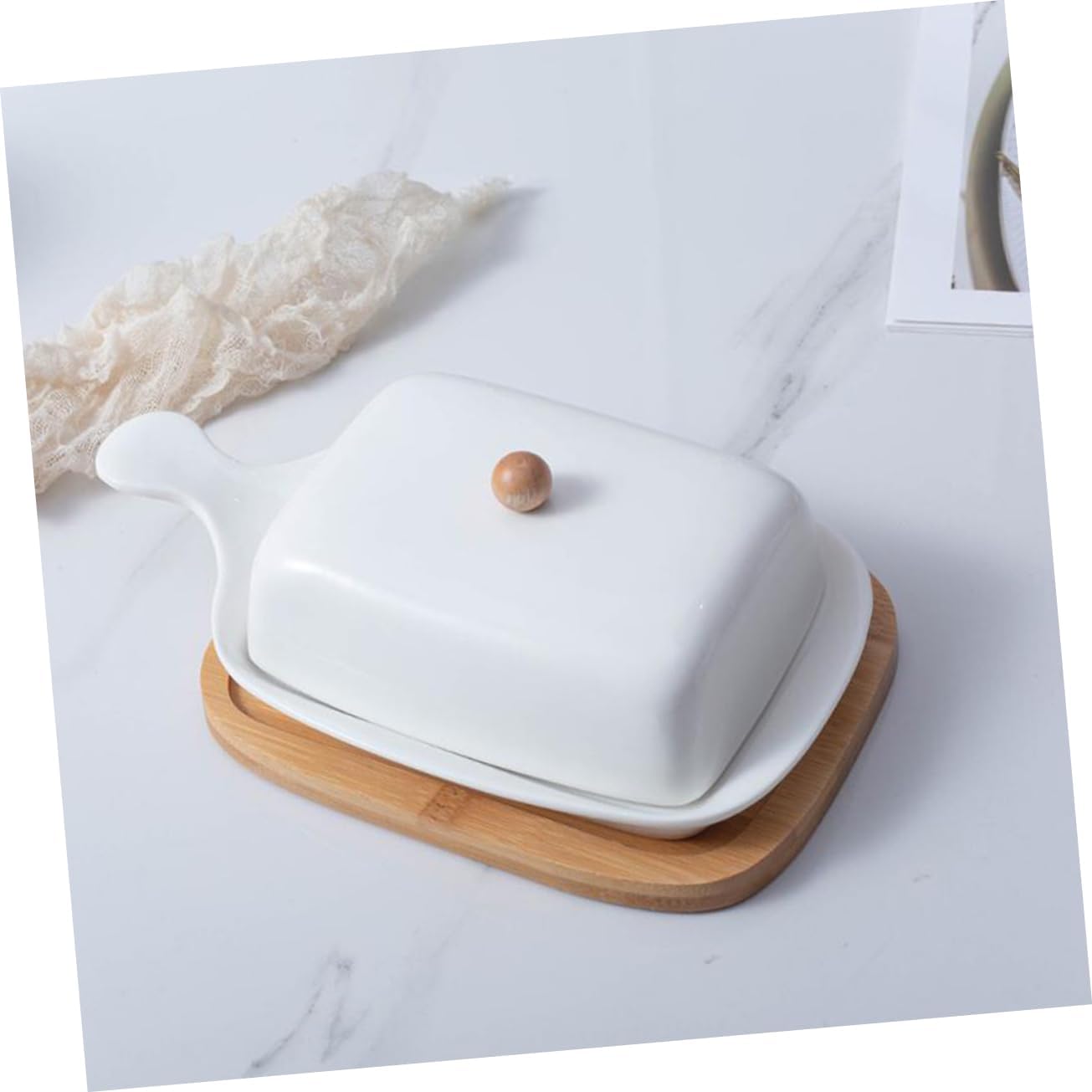 Ciieeo 1pc Butter Dish Lid and Handle Chic White Butter Plate for Use Easy to Clean Microwave and Dishwasher Safe Elegant Tableware for Serving