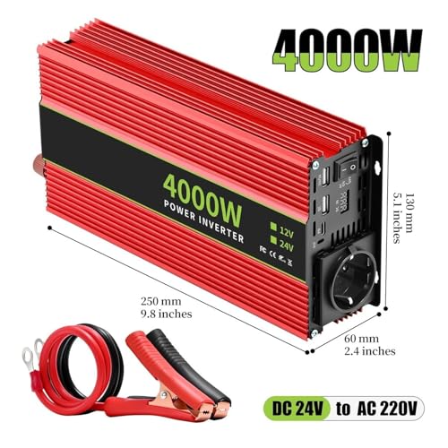 Onduleur à ondes modifiées 24V 4000W convertisseur DC AC 220V avec prise UE et port Type-C - 2