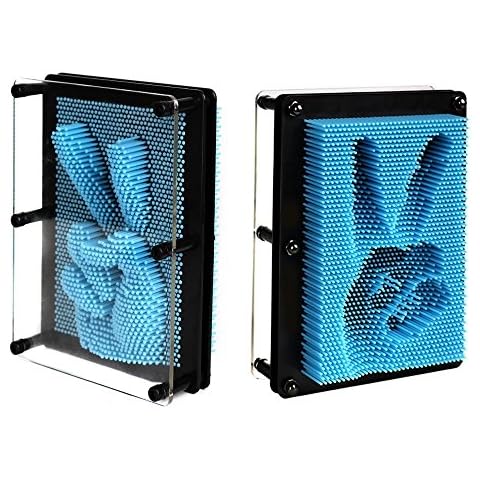 IUUWTMV 3D Clone Pin Art Sculpture Pin Impression Toy Home Office Desktop Toy for Kids Adults Gift, Large Size, Blue Cover
