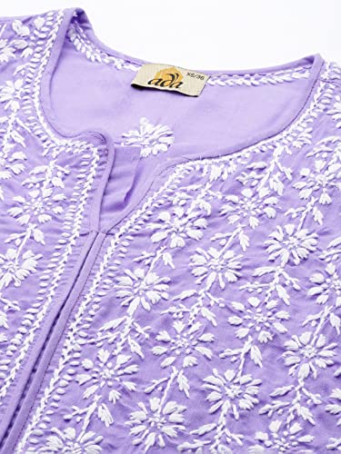 Image of Ada Women's Cotton Regular Fit Tunic Hand Embroidered Lucknowi Chikankari Ethnic Wear Kurta Kurti A130717
