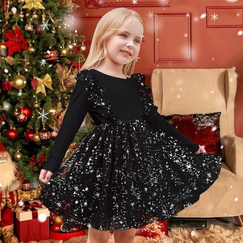 Toddler Girl Dresses Knit Long Sleeve Girls Sweater Sequin Tulle Dress Ruffle Fall Winter Baby Tutu Christmas Birthday4