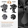 PYBBO Wood Stove Fan 5 Blades, Heat Powered Fireplace Fans for Log Burner Stove, Non Electric Silent Motors Operation Circulating Warm Air Fan with Magnetic Thermometer
