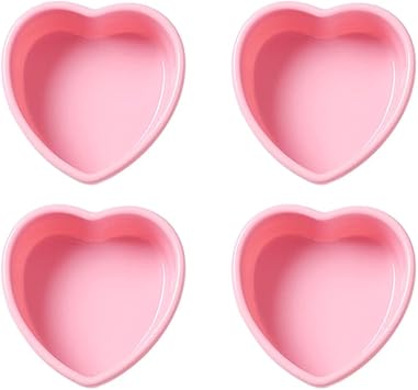 4 Inches Heart Shape Silicone Muffin Pan Set, Nonstick Cupcake Mold, Cake Molds, Non-Stick Baking Pan for Muffins, Cupcakes, Easy Release and Clean, 4 Count Pink