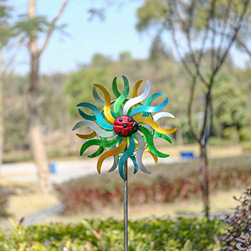 Tooarts Wind Spinner Dual Direction Wind Spinner Reflective Painting&Rustless Metal for Outdoor Yard Patio Lawn & Garden Decorations Multi-Colour (sunflower)